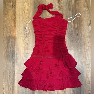 Candie's Sparkling Red Halter Mini Dress